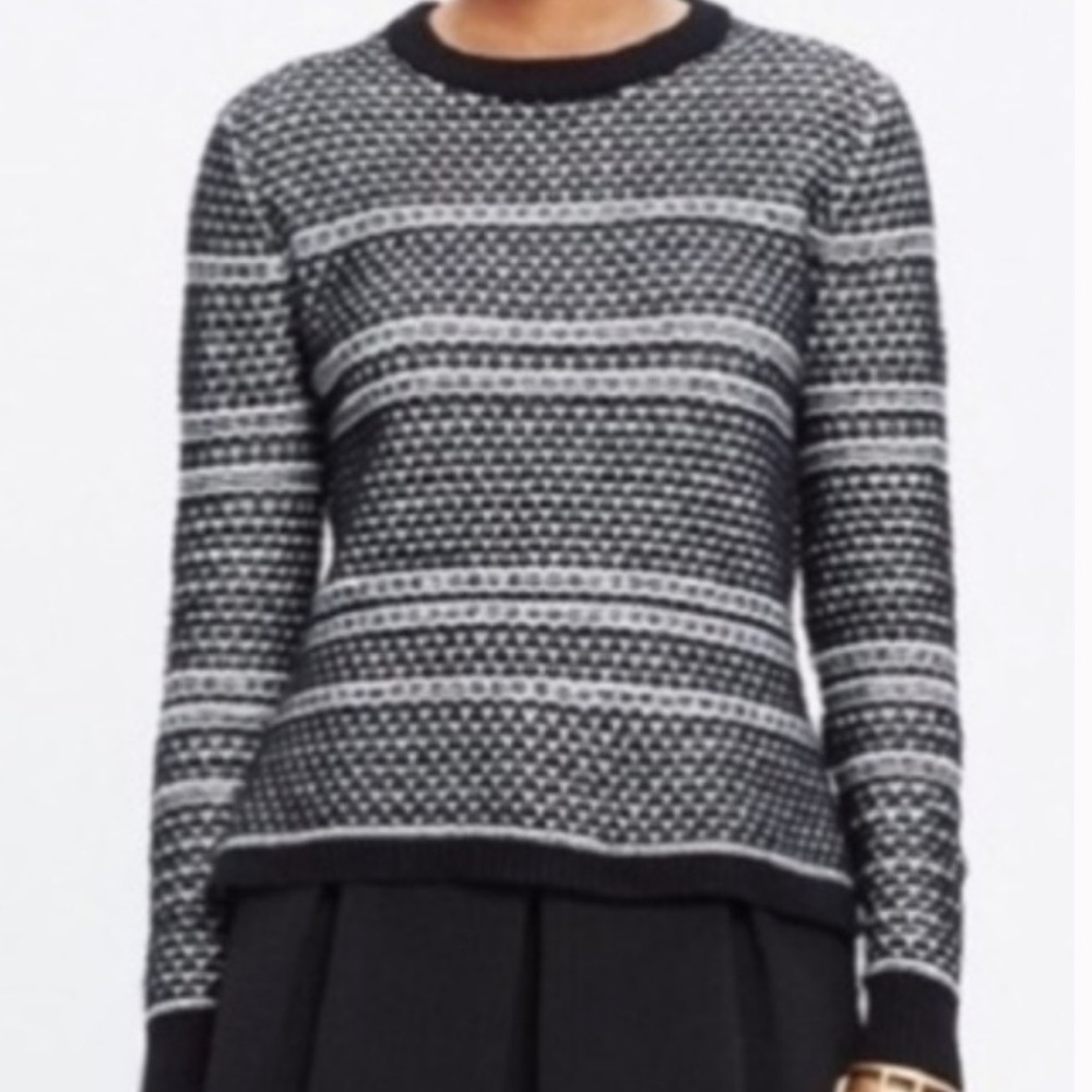 Madewell Black White Knit Long Sleeve Sweater Size Large‎